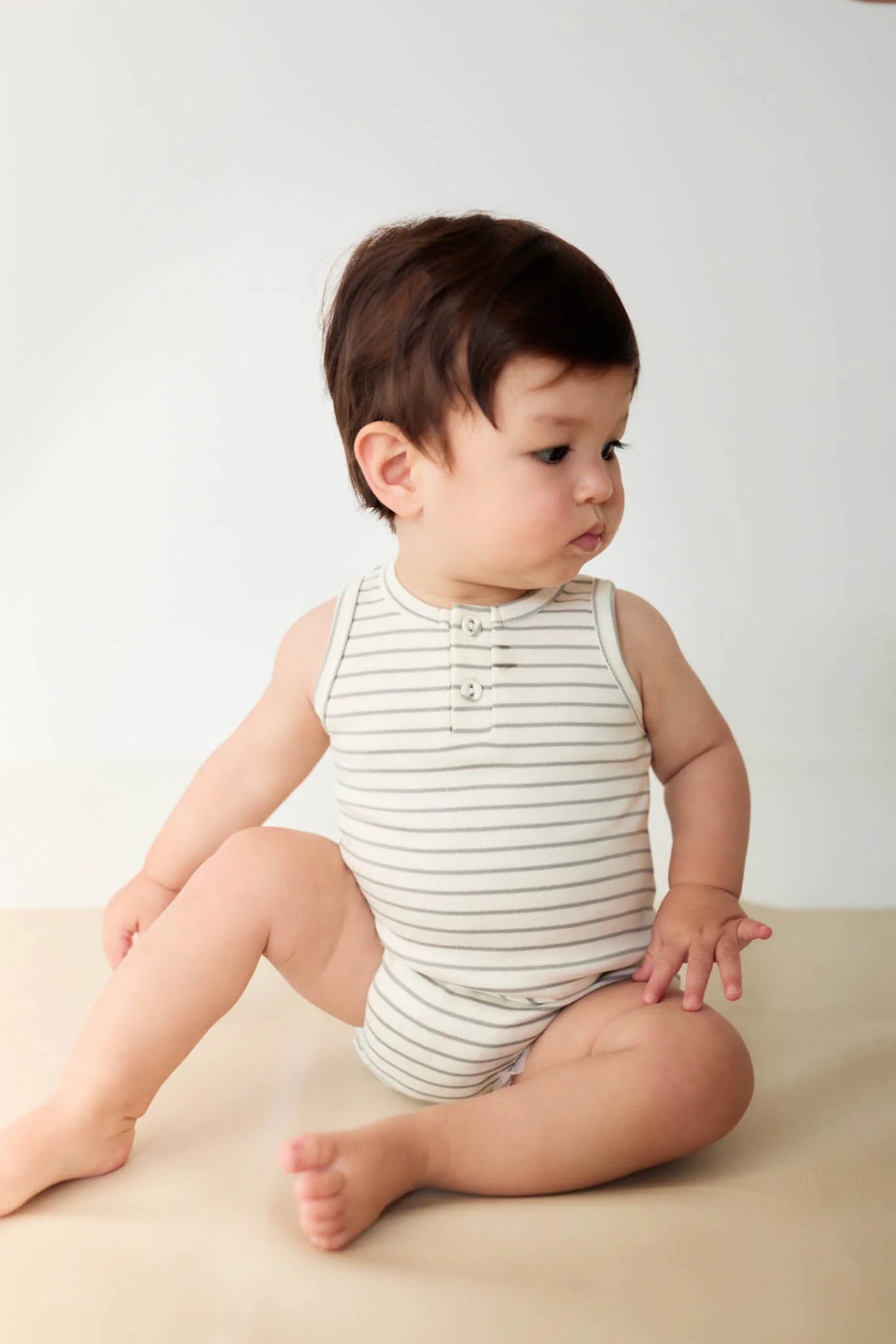 Pima Cotton Noah Playsuit | Milford Sound/Cloud Stripe