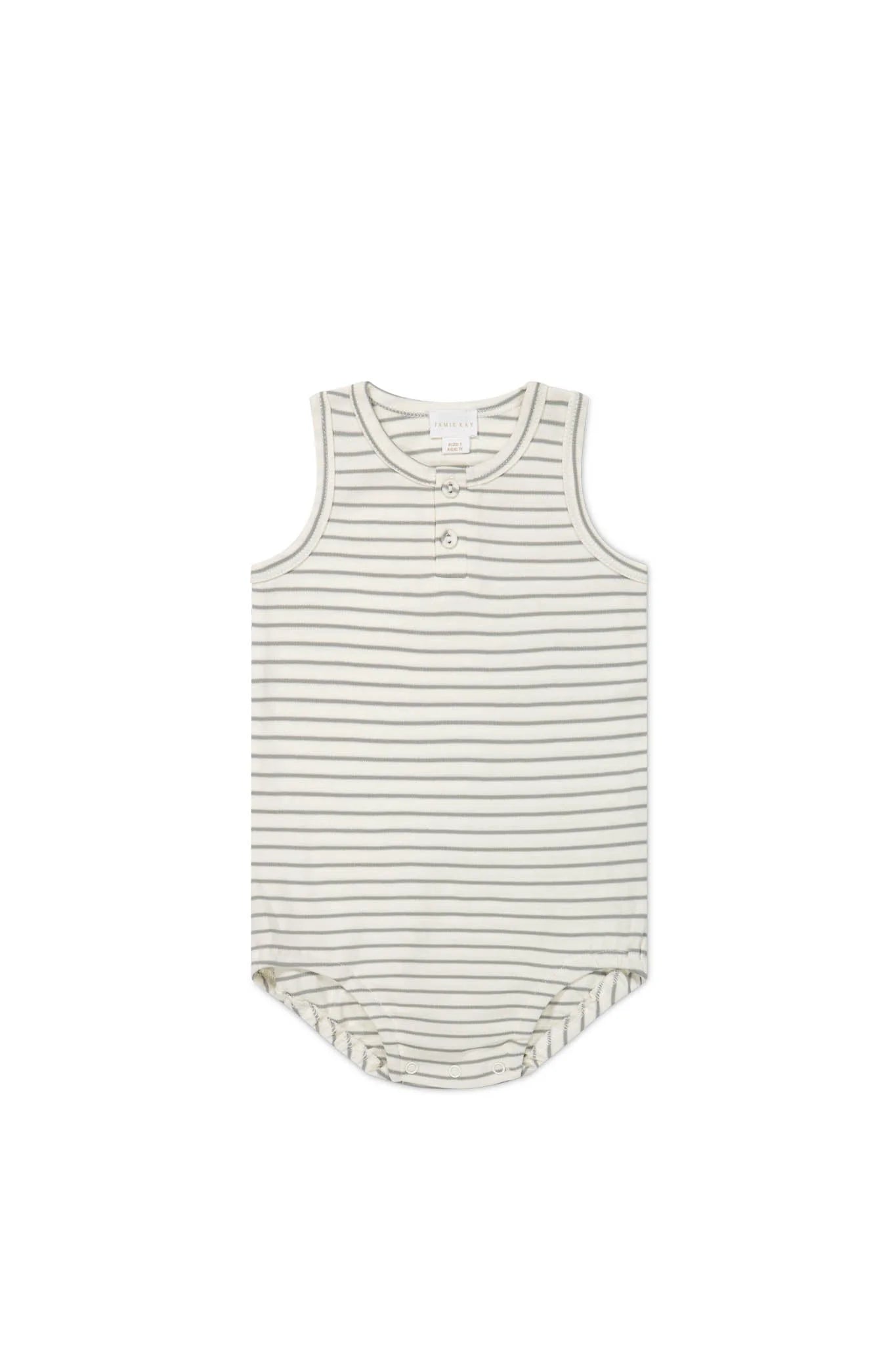 Pima Cotton Noah Playsuit | Milford Sound/Cloud Stripe